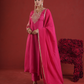 Pink Silk Zari & Sequin Embroidered Kurta Pant Set with Dupatta