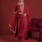Maroon Chanderi Sequin-Zari Kurta Set with Organza Dupatta