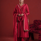 Maroon Sequin Embellished Chanderi Kurta Set with Dupatta