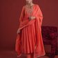 Orange Chanderi Zari Hand-Embroidered Kurta Set with Dupatta