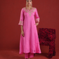Pink Zari Embroidered Silk Kurta with Dupatta