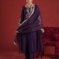 Purple Chanderi Sequin-Zari Kurta Set with Organza Dupatta