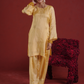 Butter Yellow Silk Kurta with Farsi Salwar & Organza Dupatta