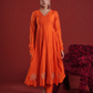 Orange Chanderi Anarkali Kurta Set with Pink Zari Sequin Dupatta