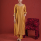 Mustard Chanderi Zari & Sequin Embroidered Kurta Pant Set with Dupatta