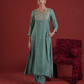 Sage Green Silk Kurta Set with Hand-Embellished Organza Dupatta