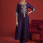 Purple Chanderi Sequin-Zari Kurta Set with Organza Dupatta
