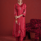 Maroon Zari Sequin Motif Silk Straight Kurta Set