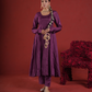 Royal Plum Silk Zari & Sequin Embroidered Anarkali with Zari Jaal Organza Dupatta