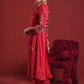Red Silk Aari & Sequin Embroidered Silk Kurta Set with Organza Dupatta