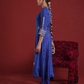 Royal Blue Aari & Sequin Embroidered Silk Kurta Set with Organza Dupatta