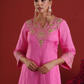 Pink Zari Embroidered Silk Kurta with Dupatta