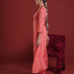 Peach Silk Kurta Set with Hand-Embellished Organza Dupatta