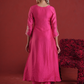 Fuchsia Pink Chanderi Sequin-Zari Kurta Set with Organza Dupatta