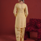 Butter Yellow Silk Kurta with Farsi Salwar & Organza Dupatta