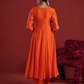 Orange Chanderi Anarkali Kurta Set with Pink Zari Sequin Dupatta