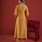 Mustard Chanderi Zari & Sequin Embroidered Kurta Pant Set with Dupatta