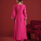 Fuchsia Pink Embellished Chanderi Kurta Set with Organza Dupatta