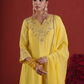 Sunlit Yellow Silk Zari Kurta Set with Organza Dupatta