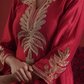 Maroon Chanderi Sequin-Zari Kurta Set with Organza Dupatta