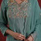 Sage Green Silk Kurta Set with Hand-Embellished Organza Dupatta
