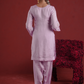 Lavender Silk Kurta With Farsi Salwar & Organza Dupatta