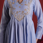 Powder Blue Zari Sequin Chanderi Gathered Kurta Set with Organza Dupatta