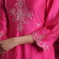 Fuchsia Pink Embellished Chanderi Kurta Set with Organza Dupatta