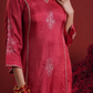 Maroon Zari Sequin Motif Silk Straight Kurta Set
