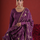 Royal Plum Silk Zari & Sequin Embroidered Anarkali with Zari Jaal Organza Dupatta