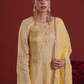 Butter Yellow Silk Kurta with Farsi Salwar & Organza Dupatta