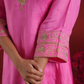 Pink Zari Embroidered Silk Kurta with Dupatta