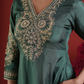 Green Silk Zari Embroidered Kurta Pant Set with Organza Dupatta