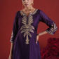 Purple Chanderi Sequin-Zari Kurta Set with Organza Dupatta