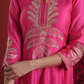 Fuchsia Pink Chanderi Sequin-Zari Kurta Set with Organza Dupatta