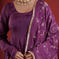 Royal Plum Silk Zari & Sequin Embroidered Anarkali with Zari Jaal Organza Dupatta