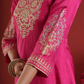 Pink Silk Zari & Sequin Embroidered Kurta Pant Set with Dupatta