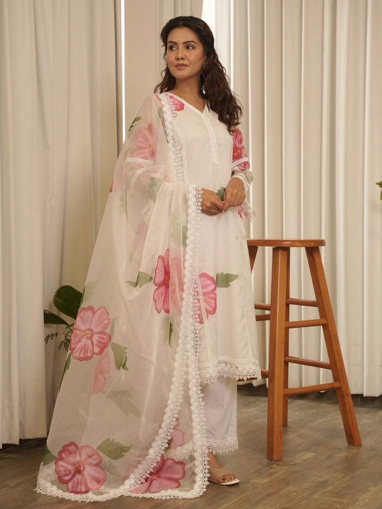 Phool White Suit Set