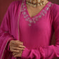 CHAAND PINK CRUSH COTTON AARIWORK SUIT SET