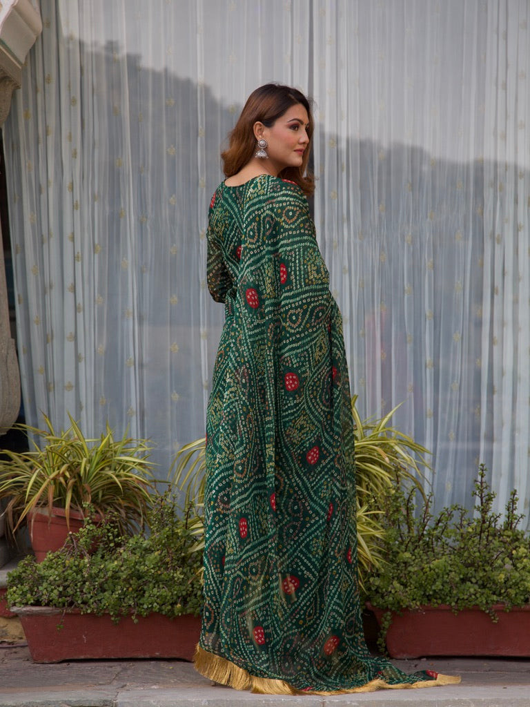 Urvi Green Bandhani Set