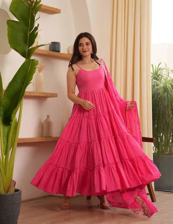 Ariel Pink Cotton Flare Suit Set