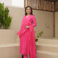Pink Chanderi Aari Embriodered Suit Set