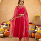 Fuchsia Chanderi Anarkali with Aari Work & Sequin Embellished  Dupatta