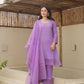 Lillian Purple Cotton Crush Straight Suit Set