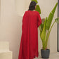 Red Organza Silk Aari Embroidered Suit Set