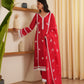 Zuri Red Bandhani Silk  Suit Set