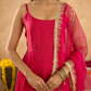 Fuchsia Chanderi Anarkali with Aari Work & Sequin Embellished  Dupatta