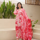 Red Silk Shibori Mirror  Work Staright Suit Set