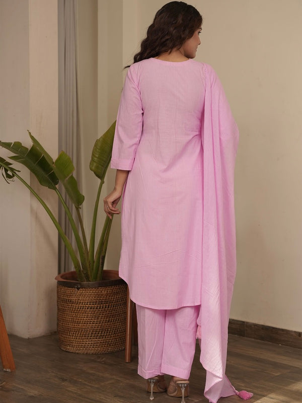 Baby Pink Cotton Suit Set