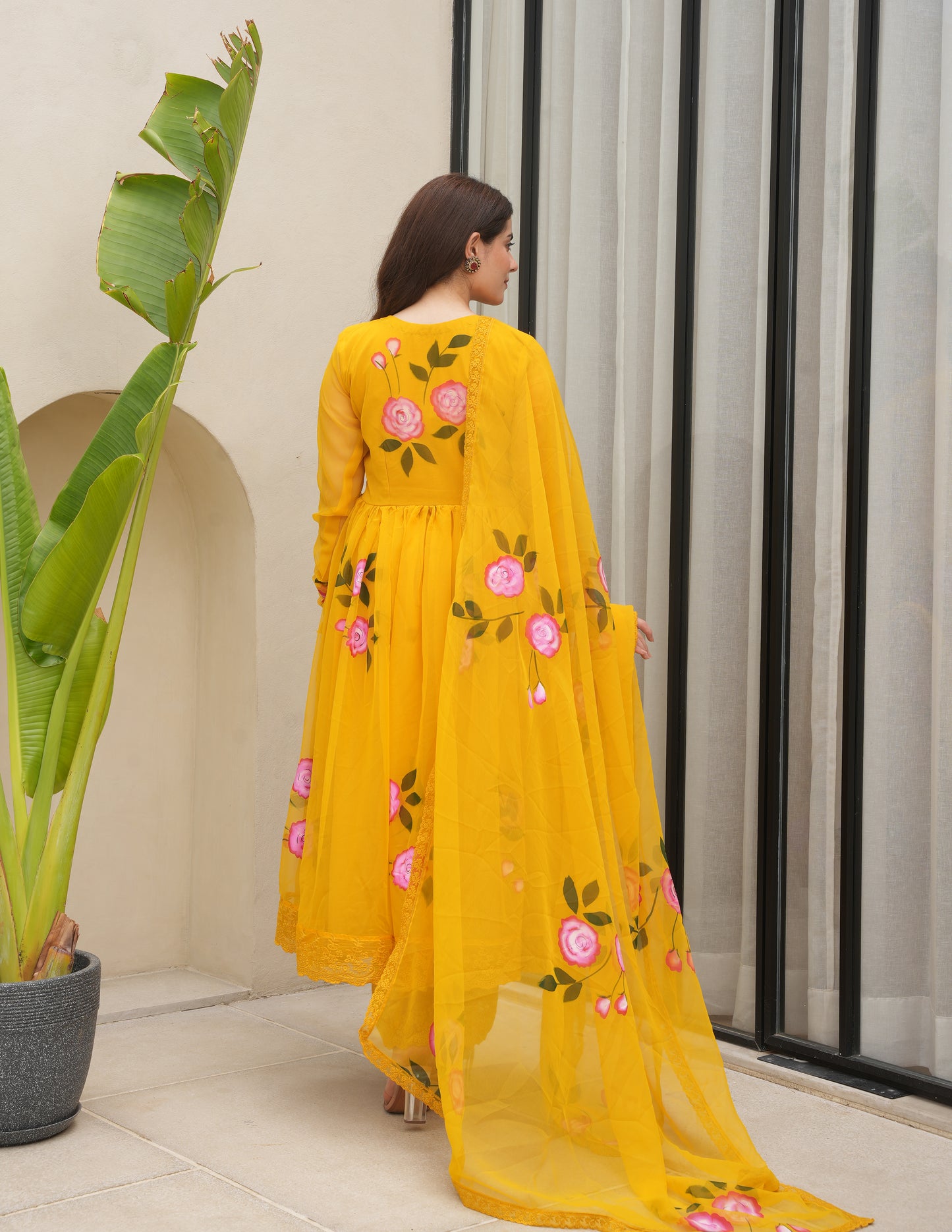 Murraya Mustard Handpaint Suit Set